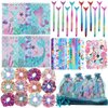 110 PCS Mermaid Party Favors for Girls Mermaid Birthday Decorations Party Supplies Include 12 Pen 12 Notepad 12 Shiny Metallic Scrunchies 12 Slap Bracelet 12 Gift Bag 50 Mermaid Sticker (Mermaid)