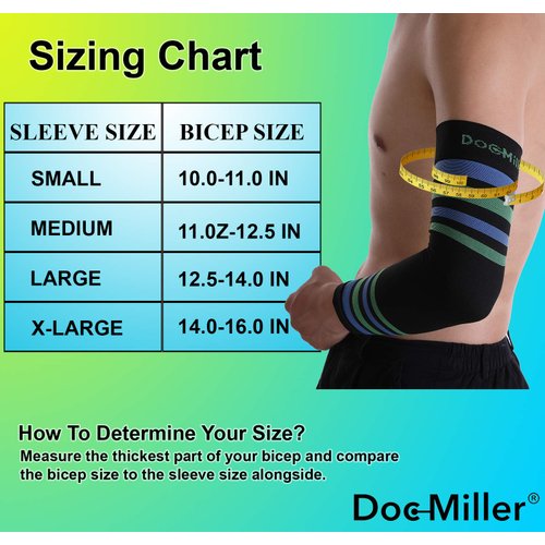 Doc Miller Compression Sleeves for Arms Women, 15-20 mmHg Arm Compression Sleeves Men, Compression Sleeve For Pain Relief from Lymphedema, Tendonitis, 1 Pair Medium Green Blue Arm Sleeves for Men