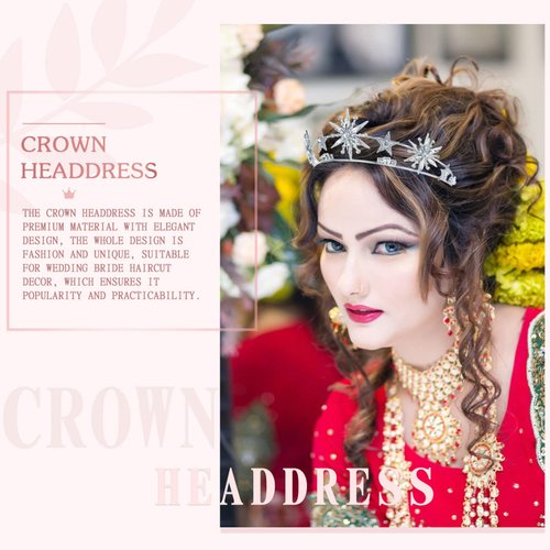 Minkissy Rhinestone Star Crown Star Bridal Wedding Crown Star Rhinestone Tiara Crowns Wedding Crystal Bridal Headband Silver