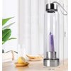 ChezMax Crystal Glass Water Bottle, Glass Water Bottle with Changeable Natural Crystal Center, Quartz Gemstone Water Bottle for Natural