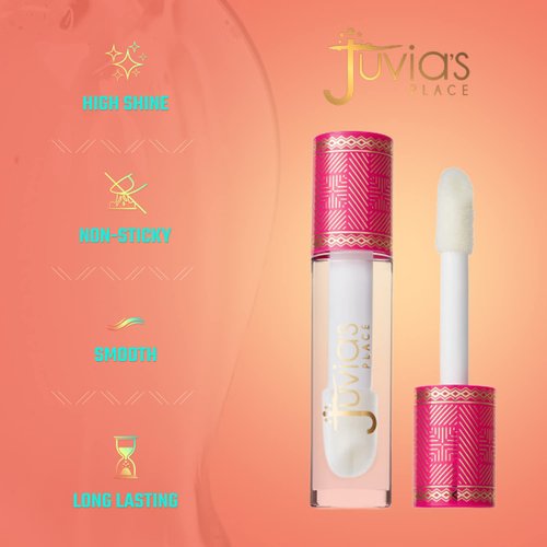 Juvia's Place Lip Gloss Glass It's Glass - Clear, Super Shine,16 oz., Plump, Long Lasting Non-Sticky Luscious High Shine, Glides on Richly Glossy and Smooth
