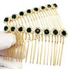 PRETTYLIFE Bridal Crystal Side Combs for Hair 2 Pieces Wedding Flower Alloy Rhinestone French Hair Pins Accessories for Women Girls (Dark Green)