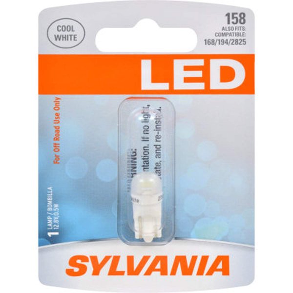 SYLVANIA - 158 T10 W5W LED White Mini Bulb - Bright LED Bulb, Ideal for Interior Lighting - Map, Trunk, Cargo and License Plate (Contains 1 Bulb)