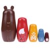 Konrisa Animal Nesting Dolls Handmade Figurine Wooden Stacking Dolls Toys for Children Kids,Home Decoration Party Supplies,Set of 5 Brown Bear
