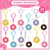 24 Pcs Sweet Donut Party Favors Sweet Donut Keychain Sweet Doughnut Theme Birthday Party Supplies Donut Pendant Toy Ornament for Kids Boy Girl Souvenirs Reward Gift Treat Goodie Bag Fillers, 6 Colors