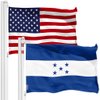 G128 Combo Pack: American USA Flag 3x5 Ft & Honduras Honduran Flag 3x5 Ft, Both Printed 150D Polyester, Indoor/Outdoor, Brass Grommets