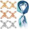 Joez Wonderful Scarf Ring Scarf Clips 6pcs, 2 Sizes Scarf Ring Clip Scarf Slide Buckle for Women, Gold Silver X Shape Silk Scarf Clasp Holder Scarves Pin Shawl Buckles Holder for Clothing Decoration