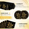 41 PCS 21st Birthday Decorations for Women Men Black and Gold Cheers to 21 Years Set Included Plates Napkins Tablecloth for Her Him 21 Years Old Birthday Party Supplies