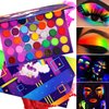 Afflano Neon Eyeshadow Palette Colorful High Pigmented, Bright Rainbow Eyeshadow Matte Shimmer Glitter, Aurora Glow Neon in Dark UV Blacklight Makeup Eye Shadow Pallet for Neon Party
