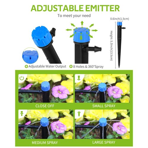 HIRALIY 50ft Drip Irrigation Kit Plant Watering System 8x5mm Blank Distribution Tubing DIY Automatic Irrigation Equipment Set for Garden Greenhouse Flower Bed Patio Lawn