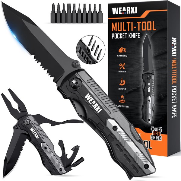 WEARXI Father Day Gifts for Men, Multitool Pocket Knife, Father Day Gifts from Daughter/Son/Wife, Mens Gifts for Him/Dad, Birthday Gifts for Men Who Have Everything, Cool Gadgets for Men Dad Gifts