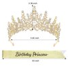 CAVETEE Princess Crown and Birthday Princess Sash,Glod Birthday Tiara With Glitter Sash for Princess Party Decorations Happy Birthday Accessories Birthday Crown and Tiara for Women Girls