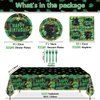 Reptile Birthday Party Supplies for 40 Guests, Disposable Tableware Set Includes Plates, Napkins, Forks, Tablecloth, Jungle Swamp Wilderness Snake Lizard Alligator Turtle Birthday Decorations for Kids