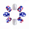 BABALAL 4th of July Press on Nails Short Square Fake Nails Glue ons Nails Star Bling Design Independence Day Acrylic Nails 24Pcs USA Squoval False Nails