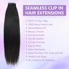 Seamless Clip in Hair Extensions Real Human Hair Silky Straight Seamless Hair extensions for Woman Invisible PU Weft Natural Black Thick Hair Extensions 120g with 8 Pcs 18 Clips (1B,12Inch)