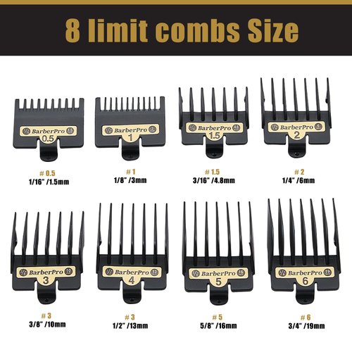 8PCS Clipper Guards for BaBylissPRO Barberology FX870, FX880, FX825, and FX673 Clippers,Trimmer Replacement Guards for Babyliss Clippers,Black