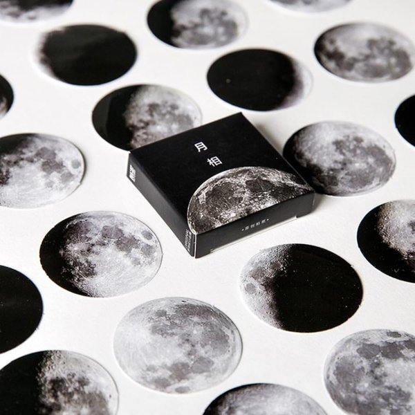 Obujopal 45Pcs Small Moon Stickers for Scrapbooking Journaling Planners Water Bottle Laptop Collage Envelope Phone Case DIY Art Crafts Decoration