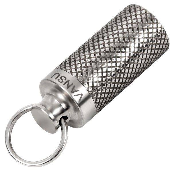VANSU Titanium Waterproof Keychain Pill Holder Container,Portable Mini Size Pill Box Case for Outdoor Travel Camping