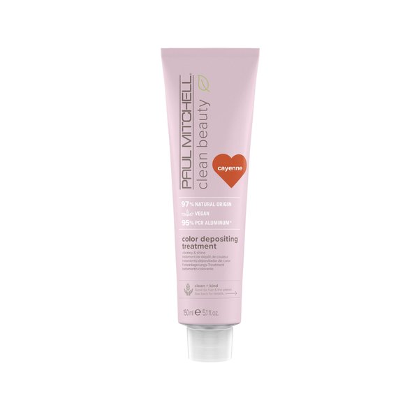 Paul Mitchell Clean Beauty Color-Depositing Treatment, For Refreshing + Protecting Color-Treated Hair, Cayenne, 5.1 fl. oz.