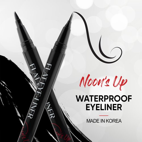 NOON'S UP Waterproof Liquid Eyeliner Pen - Waterproof Eyeliner, Black Eyeliner, Chic-Black, Quick Dry, Fineliner Multiliner, Ultra-Slim & Bold Brush - 0.081oz