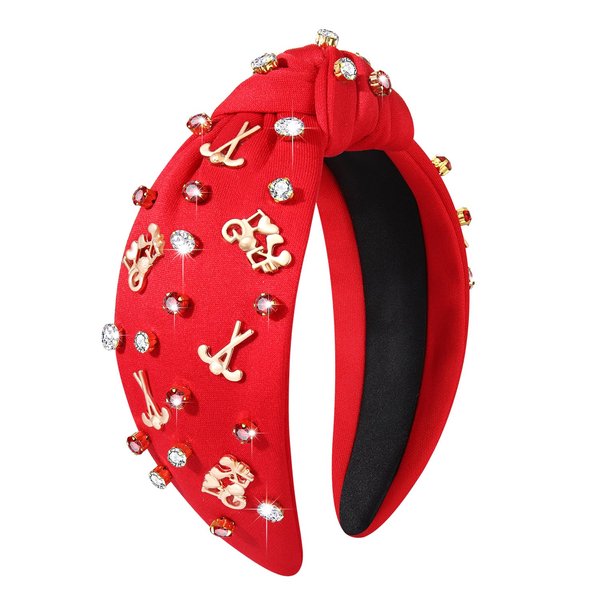 Golfl Headband for Women Rhinestone Crystal Jeweled Golf Charm Knotted Headpiece Fun Twist Knot Headband Golf Game Day Head Band Hair Accessories Gift