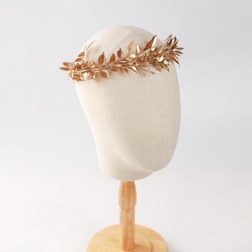 KorViSHOW Gold Leaf Headpiece Greek Goddess Bridal Hairband Golden Leaf Flower Crown Fairy Headwear for Women Girls Party Decoration Wedding Bride Accessories