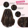 Flufymooz Ponytail Extension, 8 inch Short Claw Ponytail Extension Wavy Curly Jaw Clip in Pony tails Hair Extension Natural Synthetic Hairpiece for Women (Dark Chocolate Brown)