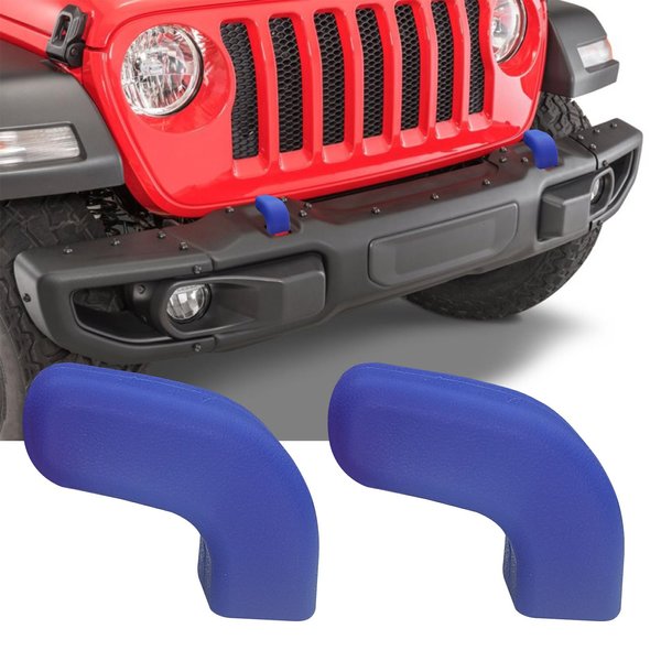 Lecctso 2PCS Tow Hook Cover, Front Bumper Tow Hook Rubber Sleeve, Dustproof Tow Hook Protector for Jeep Wrangler Accessories Compatible with Jeep Wrangler JK JL Gladiator JT 4XE 2007-2024 (Blue)