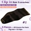 LaaVoo Brown Clip in Hair Extensions Human Hair 20inch Darkest Brown Hair Extensions Real Human Hair Clip ins Dark Brown Remy Hair Clip in Extensions Long Silky Straight 5pcs 80g