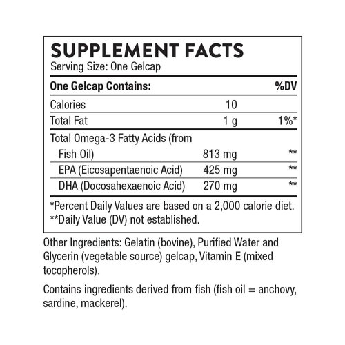 THORNE Super EPA - Omega-3 Fatty Acids EPA 425mg and DHA 270mg Supplement - Support Brain, Cardiovascular, Joints, and Skin - Gluten-Free, Dairy-Free, Soy-Free - 90 Gelcaps
