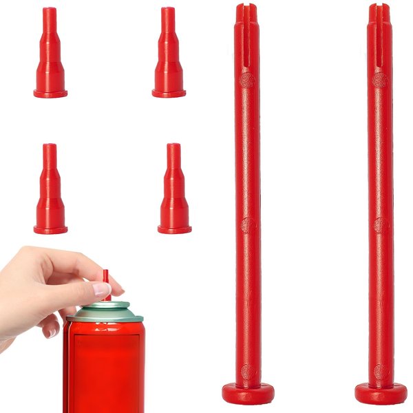 Dexspoeny 6pcs Butane Bottle Adapter - 2 Set Butane Lighter and Torch Refill Adapter, Butane Nozzle Gas Refill or Release Adapter for Short Nozzle's Butane Bottle, Butane Torch, Butane Lighter Red