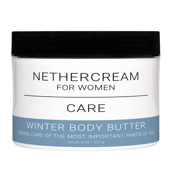 NetherCream For Women: Care - Winter Body Butter | Coconut Oil & Raw Shea Butter with Vitamin E, Moisturize Delicate Female Areas, 8 Fl oz