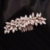 Teyglen Simple Full Rhinestones Bride Wedding Hair Comb Crystal Hair Pieces Luxurious Hair Accessories for Bride Bridal Side Hair Combs for Women Bride Girls (Rose Gold)