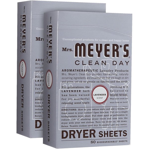 Mrs. Meyer's Clean Day Dryer Sheets Lavender (80 Count (Pack of 2))