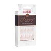 KISS Classy French Nail Manicure Kit with Gel Finish, Medium, Coffin Shaped, “Silk Dress”, Gel Nail Kit Includes Pink Nail Glue (Net Wt. 2 g / 0.07oz.), Mini File, Manicure Stick, and 28 Fake Nails