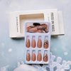 Brown Press on Nails Medium Almond - WLGDLH Fake Nails Black False Nails Press Ons With Curve Gold Glitter Texture Designs Nail Tips Full Cover Glue on Nails Acrylic Nail Kit for Women Manicure 24 Pcs