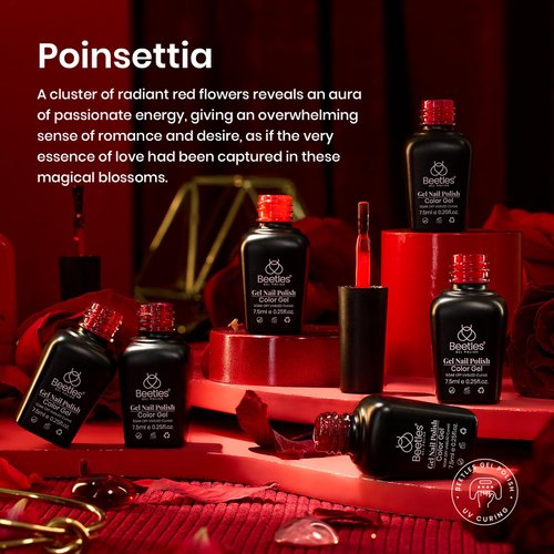 Beetles Red Gel Nail Polish 6 Colors Set Burgundy Red Collection Glitter Dark Red Poinsettia Purple Gel Polish, Soak Off UV LED Gel Nail Polish Art Design Decoration DIY Gel Nail Gifts