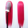 zigzag hair Hot Pink Wig Long Straight Rose Red Pink Synthetic Lace Front Wigs Pre Plucked with Natural Hairline for Fashion Women Heat Resistant Hair Glueless Synthetic Lace Wig (Hot Pink)