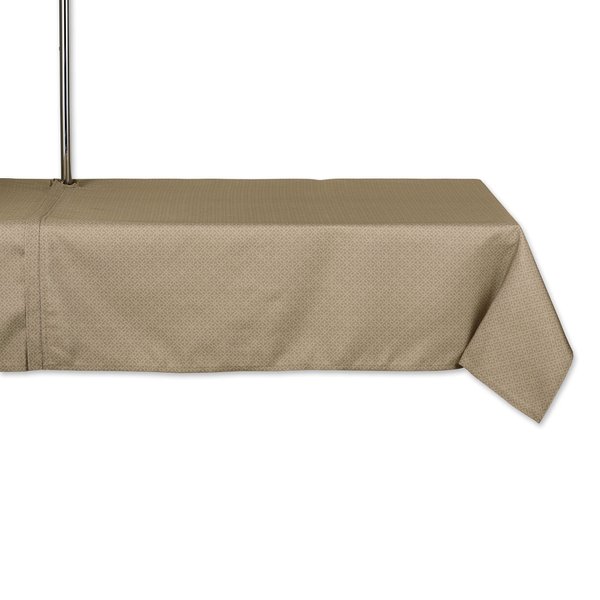 DII Indoor/Outdoor Tabletop Collection Umbrella Hole with Zipper, Machine Washable, Tonal Lattice, Tablecloth, 60x84, Stone