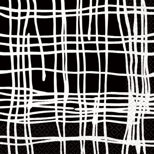 Amscan Decorative Crosshatch Party Beverage Paper Napkins (16 Pack), 5 x 5, Black/White