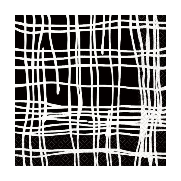 Amscan Decorative Crosshatch Party Beverage Paper Napkins (16 Pack), 5 x 5, Black/White