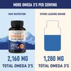 Triple Strength Omega 3 Fish Oil 3600 mg | EPA & DHA | Over 2100mg of Omega-3 Fatty Acids | Over 1300mg EPA + 860mg DHA | Best Essential Fatty Acids | Premium Burpless Softgel Supplements (180 Ct)