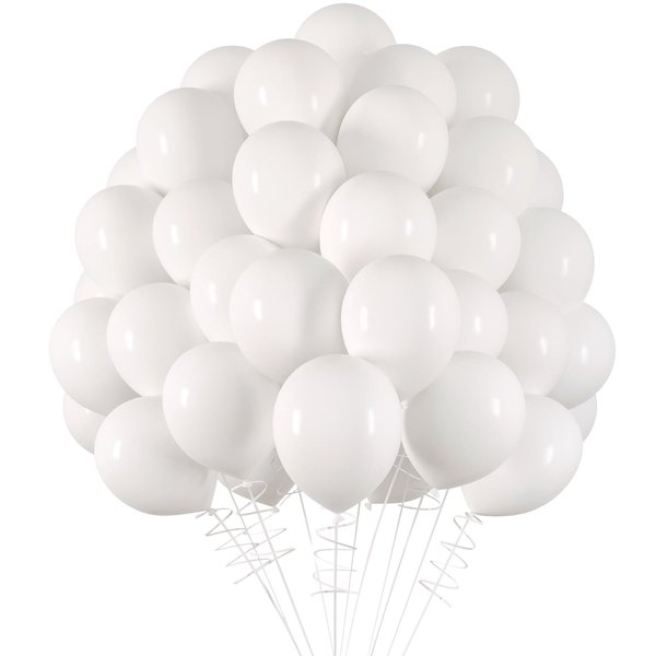 RUBFAC White Balloons, 120pcs 5 Inch Party Latex Balloons, Thicker White Balloons for Birthday Wedding Baby Shower Graduation Anniversary Party Decorations