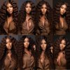 Dark Brown Deep Curly Bundles Color 4 Human Hair Chocolate Loose Deep Wave Bundles 10 12 14 inch 8a Grade Double Weft Brazilian Remy Hair Extensions Wet and Wavy Bundles Silky Soft