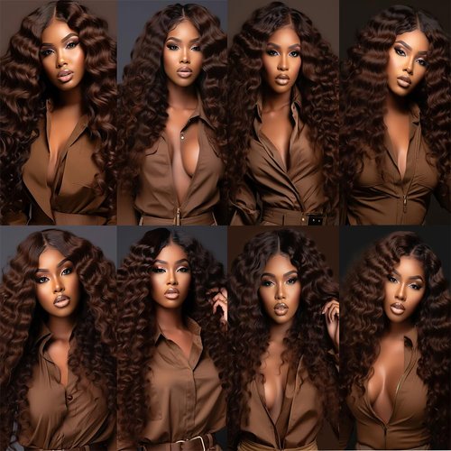 Dark Brown Deep Curly Bundles Color 4 Human Hair Chocolate Loose Deep Wave Bundles 10 12 14 inch 8a Grade Double Weft Brazilian Remy Hair Extensions Wet and Wavy Bundles Silky Soft