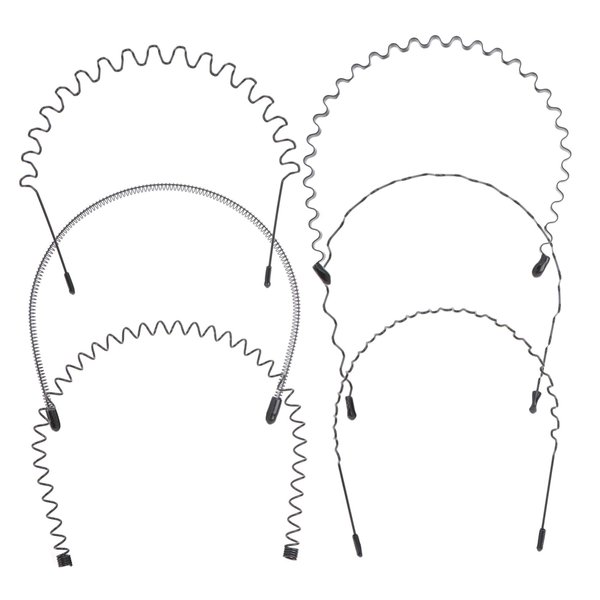 Beatifufu 6-Pack Simple Design Wavy Hair Hoop Headband - Stylish Metal Hair Accessories - Non-Slip Hairband for Men & Women - Perfect for Sports - Yoga - Workouts - Hair Clips Included - Elegant