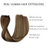 VINBAO Human Hair Extensions Wire Hair Ombre Chocolate Brown to Blonde 70g 16 Inch Hairpiece Straight Human Hair Extensions Invisible Fish Line Hair Extensions for Women (#4274 16in)