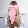 WHAVEL 4PCS Pink Hair Bows, Pink Ribbon for Hair Bow Hair Clips with Long Tail Silky Satin Bow Clips Hair Bow Cute Hair Clips (Pink,Hot pink)
