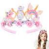 Jaczora 1 PACK 5th Birthday Headband, 5th Birthday Decorations for Girls, Pink Hair Band Cute 5 Year Old Princess Tiara Birthday Party Decorations 5 Year Old Girl Gift
