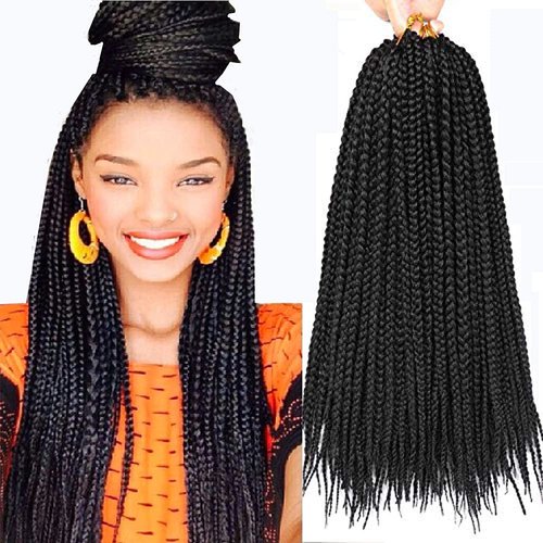 Box Braids Crochet Hair 18inch 7apcks Box Braids Crochet Braids Crochet Box Braids Hair Braiding Hair Extensions (18inch,7packs, 1B)
